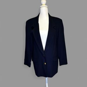 Alfred Dunner Women’s Blue Blazer Size 12 Made in USA – Padded Shoulders